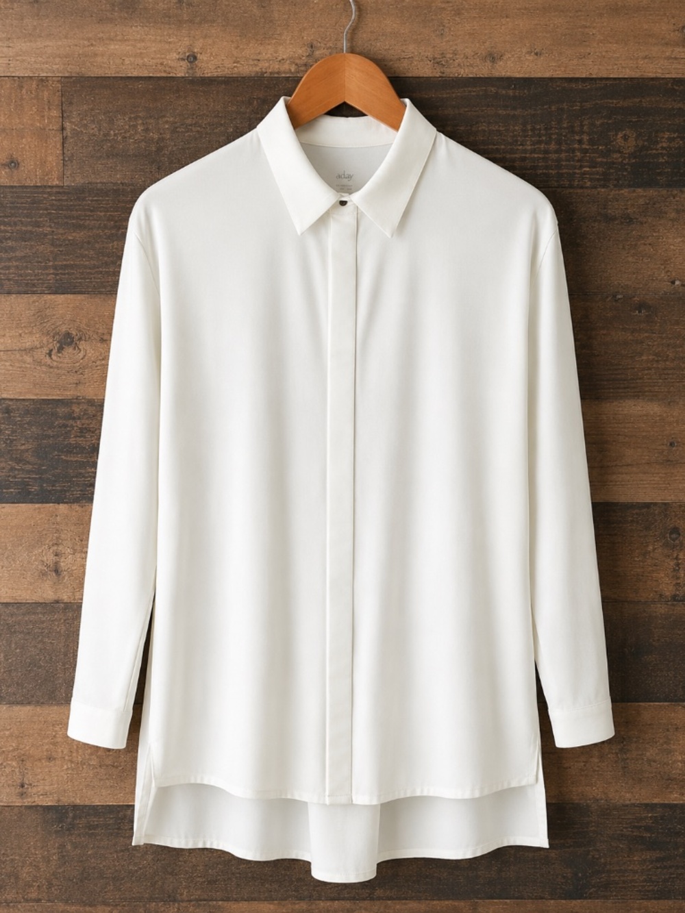 ADAY Something Cool Button Down Cream White M – Stretch Work Travel Shirt